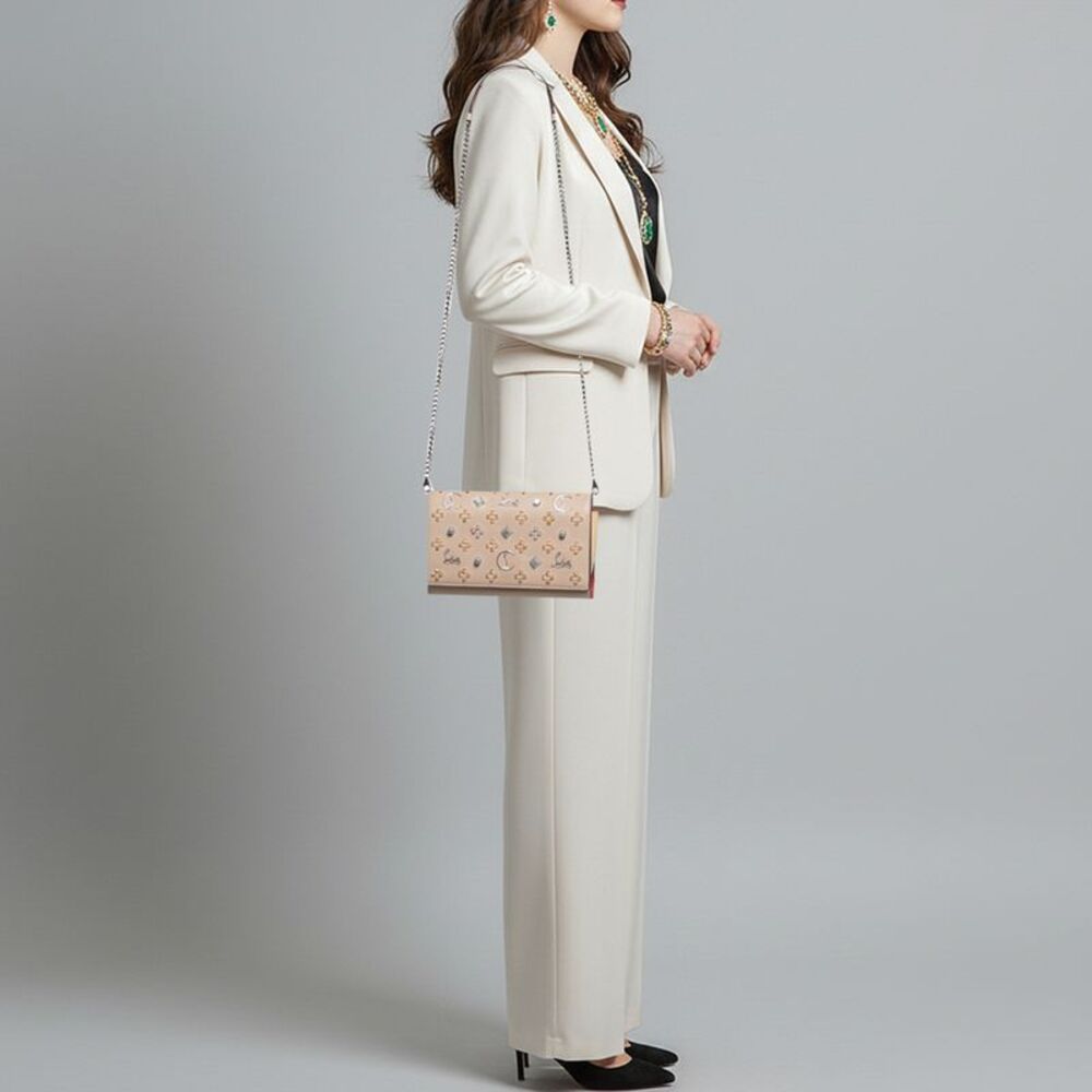 Christian Louboutin Paloma Embellished Leather And Patent Leather Chain Clutch - Picture 2 of 7